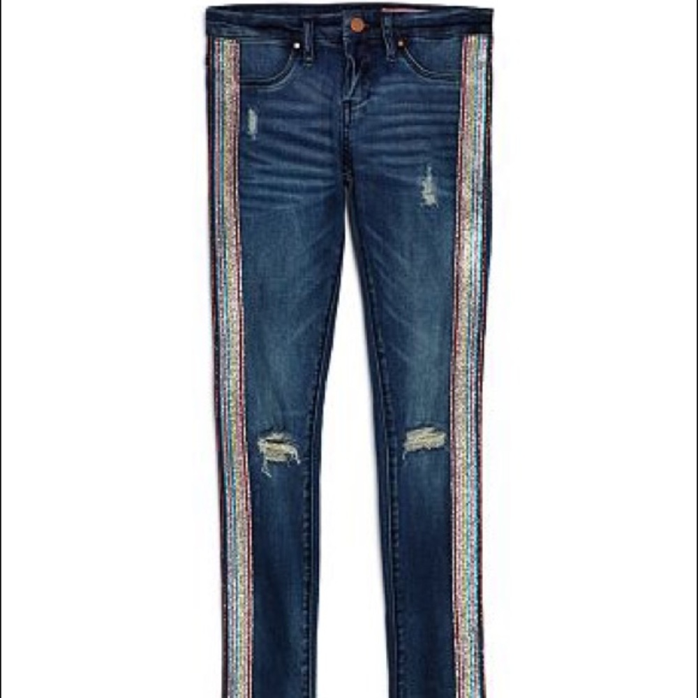 Blancknyc Girls glitter stripe jeans